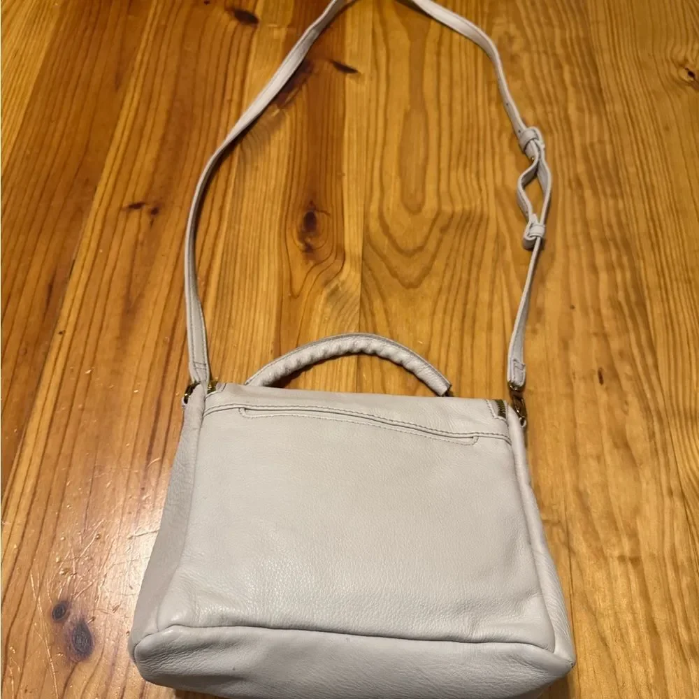 HOBO Fern Top Handle Satchel White Leather Crossbody Bag Convertible Handbag